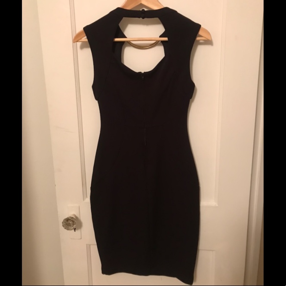 Bisou Bisou Vintage Black Cocktail Dress with Gold Neck Detail- size 2 - Picture 6 of 6
